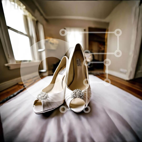 Σετ των 2 Intra Συλλεκτικό Ξύλινο Παζλ Plywood  4mm - Λευκά παπούτσια γάμου στο κρεβάτι με στρας Σε Ξύλινο Κουτί - Διαστάσεις: 10x10 cm – 25 κομμάτια