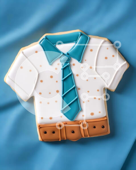 Σετ των 2 Intra Συλλεκτικό Ξύλινο Παζλ Plywood  4mm - Διακοσμημένο μπισκότο πουκάμισου και γραβάτας σε μπλε φόντο Σε Ξύλινο Κουτί - Διαστάσεις: 10x10 cm – 25 κομμάτια