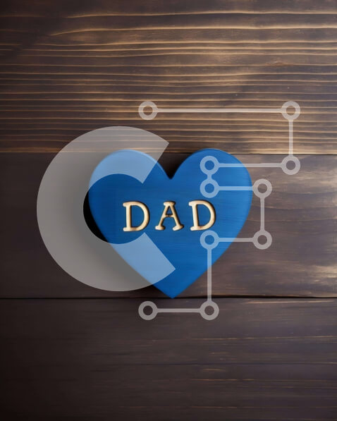 Intra Συλλεκτικό Ξύλινο Παζλ Plywood  4mm - Μπλε καρδιά με χαρακτικό «μπαμπά» σε ξύλινο φόντο Σε Ξύλινο Κουτί - Διαστάσεις: 10x10 cm – 25 κομμάτια