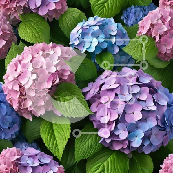 Intra Συλλεκτικό Ξύλινο Παζλ Plywood  4mm - Άνευ ραφής σχέδιο λουλουδιών ορτανσίας σε πράσινο φόντο Σε Ξύλινο Κουτί - Διαστάσεις: 10x10 cm – 25 κομμάτια