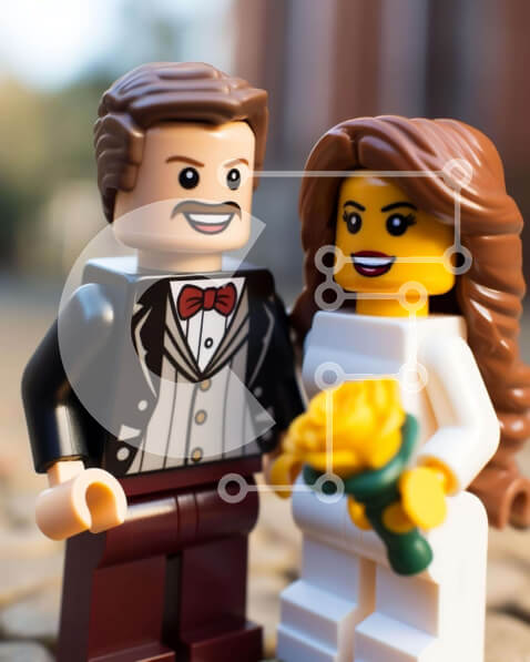 Intra Συλλεκτικό Ξύλινο Παζλ Plywood  4mm - Lego γαμήλια ειδώλια με νυφική ​​ενδυμασία Σε Ξύλινο Κουτί - Διαστάσεις Puzzle: 10x10 cm – 25 κομμάτια