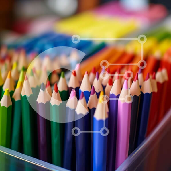 Intra Συλλεκτικό Ξύλινο Παζλ Plywood  4mm - Πολύχρωμα μολύβια σε διαφανές πλαστικό δοχείο Σε Ξύλινο Κουτί - Διαστάσεις: 10x10 cm – 25 κομμάτια