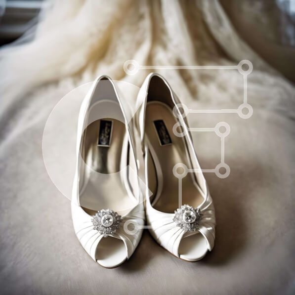 Σετ των 2 Intra Συλλεκτικό Ξύλινο Παζλ Plywood  4mm - Λευκά ψηλοτάκουνα παπούτσια γάμου με καρφίτσες Σε Ξύλινο Κουτί - Διαστάσεις: 10x10 cm – 25 κομμάτια