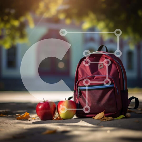 Intra Συλλεκτικό Ξύλινο Παζλ Plywood  4mm - Κόκκινο σακίδιο πλάτης και μήλα με φύλλα στο έδαφος Σε Ξύλινο Κουτί - Διαστάσεις: 10x10 cm – 25 κομμάτια