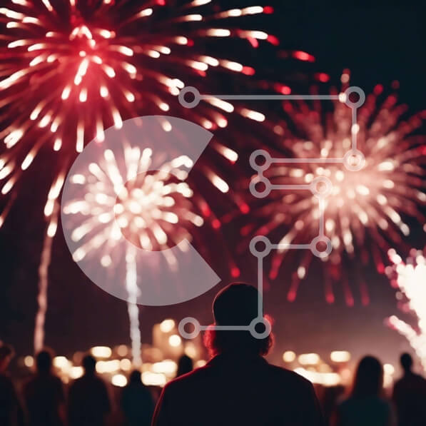 Intra Συλλεκτικό Ξύλινο Παζλ Plywood  4mm - Άτομο που παρακολουθεί πυροτεχνήματα τη νύχτα Σε Ξύλινο Κουτί - Διαστάσεις: 10x10 cm – 25 κομμάτια