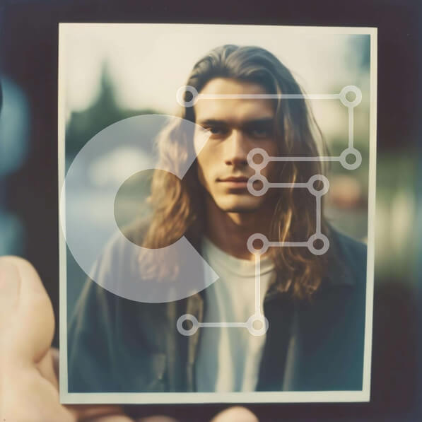 Intra Συλλεκτικό Ξύλινο Παζλ Plywood  4mm - Άνθρωπος που κρατά την παλιά φωτογραφία Polaroid Σε Ξύλινο Κουτί - Διαστάσεις Puzzle: 10x10 cm – 25 κομμάτια