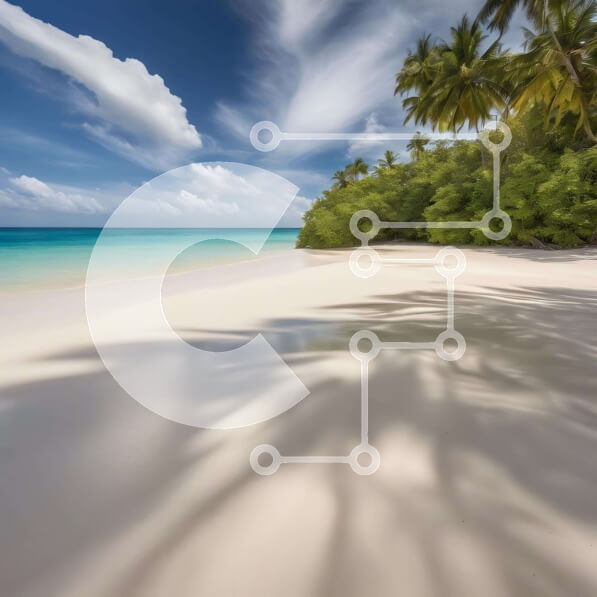 Intra Συλλεκτικό Ξύλινο Παζλ Plywood  4mm - Τροπική παραλία με φοίνικες και γαλάζια νερά Σε Ξύλινο Κουτί - Διαστάσεις: 10x10 cm – 25 κομμάτια