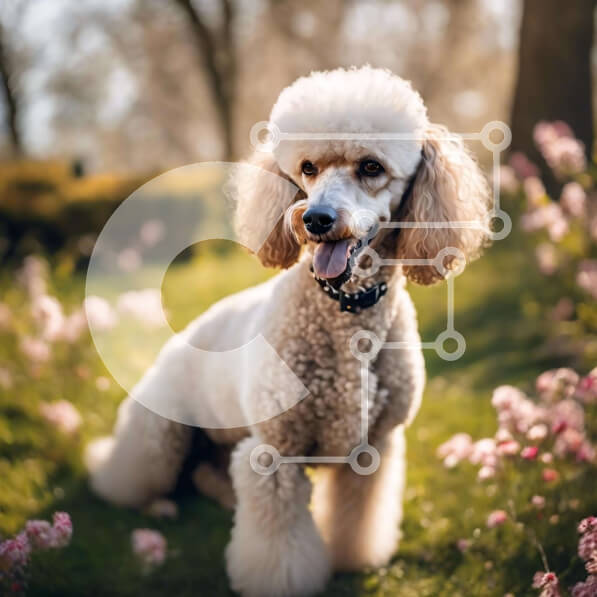 Intra Συλλεκτικό Ξύλινο Παζλ Plywood  4mm - Ευτυχισμένος λευκός σκύλος κανίς σε γρασίδι με ροζ λουλούδια Σε Ξύλινο Κουτί - Διαστάσεις: 10x10 cm – 25 κομμάτια