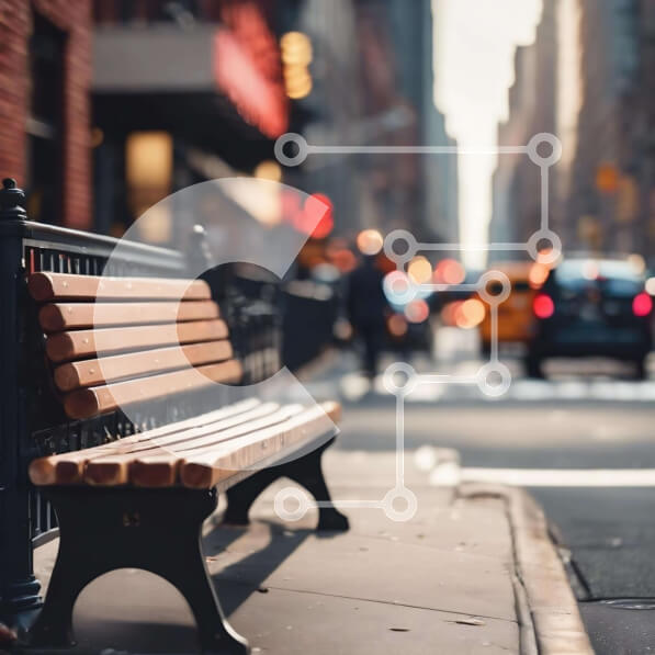 Intra Συλλεκτικό Ξύλινο Παζλ Plywood  4mm - Πάγκος Urban Street με Δραστηριότητα πόλης Σε Ξύλινο Κουτί - Διαστάσεις Puzzle: 10x10 cm – 25 κομμάτια