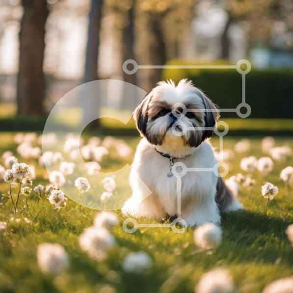 Intra Συλλεκτικό Ξύλινο Παζλ Plywood  4mm - Περιποιημένος σκύλος στο πάρκο με πικραλίδες Σε Ξύλινο Κουτί - Διαστάσεις: 10x10 cm – 25 κομμάτια