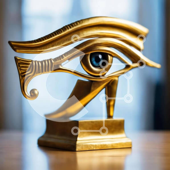 Intra Συλλεκτικό Ξύλινο Παζλ Plywood  4mm - Χρυσό άγαλμα του ματιού του Ώρου Σε Ξύλινο Κουτί - Διαστάσεις Puzzle: 10x10 cm – 25 κομμάτια