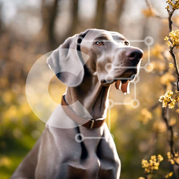 Intra Συλλεκτικό Ξύλινο Παζλ Plywood  4mm - Περίεργος σκύλος Weimaraner στο δάσος Σε Ξύλινο Κουτί - Διαστάσεις: 10x10 cm – 25 κομμάτια