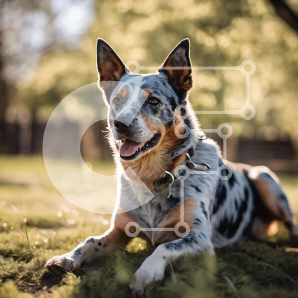 Intra Συλλεκτικό Ξύλινο Παζλ Plywood  4mm - Μπλε και άσπρο σκυλί που χαλαρώνει σε εξωτερικούς χώρους Σε Ξύλινο Κουτί - Διαστάσεις: 10x10 cm – 25 κομμάτια