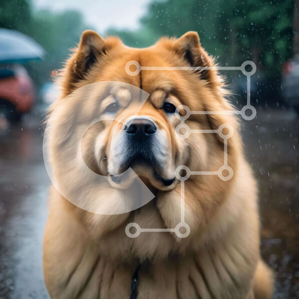 Intra Συλλεκτικό Ξύλινο Παζλ Plywood  4mm - Μεγάλο χνουδωτό σκυλί στη βροχή με ομπρέλα Σε Ξύλινο Κουτί - Διαστάσεις: 10x10 cm – 25 κομμάτια