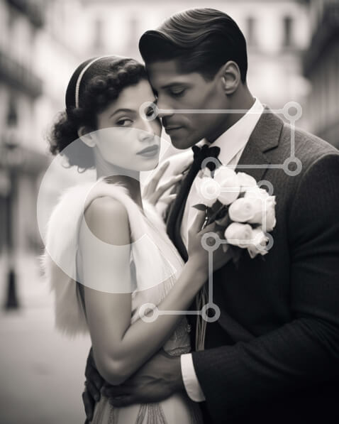 Intra Συλλεκτικό Ξύλινο Παζλ Plywood  4mm - Ρομαντικό ζευγάρι με επίσημη ενδυμασία αγκαλιά στον αστικό δρόμο Σε Ξύλινο Κουτί - Διαστάσεις Puzzle: 10x10 cm – 25 κομμάτια