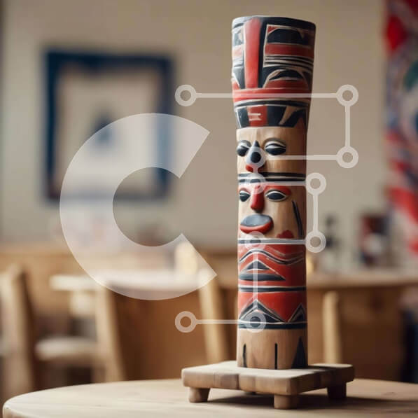 Intra Συλλεκτικό Ξύλινο Παζλ Plywood  4mm - Ξύλινος στύλος τοτέμ στην τραπεζαρία του εστιατορίου Σε Ξύλινο Κουτί - Διαστάσεις Puzzle: 10x10 cm – 25 κομμάτια