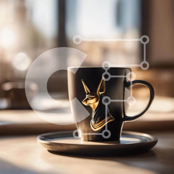 Intra Συλλεκτικό Ξύλινο Παζλ Plywood  4mm - Μαύρο φλιτζάνι καφέ με σχέδιο Αιγύπτιου Φαραώ Σε Ξύλινο Κουτί - Διαστάσεις: 10x10 cm – 25 κομμάτια