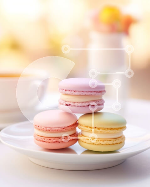 Σετ των 2 Intra Συλλεκτικό Ξύλινο Παζλ Plywood  4mm - Τρία αμυγδαλωτά και τσάι στο άσπρο πιάτο Σε Ξύλινο Κουτί - Διαστάσεις: 10x10 cm – 25 κομμάτια