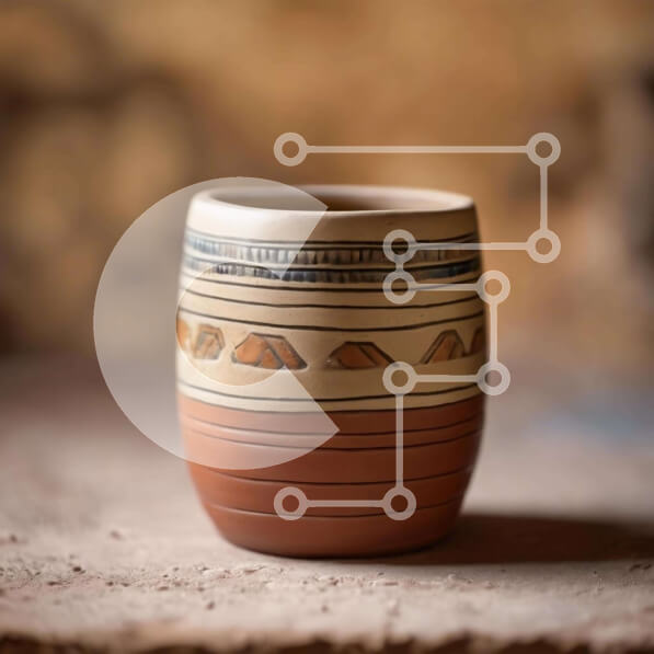 Intra Συλλεκτικό Ξύλινο Παζλ Plywood  4mm - Ιστορικό Κεραμικό Κύπελλο με γεωμετρικά σχέδια Σε Ξύλινο Κουτί - Διαστάσεις: 10x10 cm – 25 κομμάτια