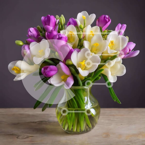 Σετ των 2 Intra Συλλεκτικό Ξύλινο Παζλ Plywood  4mm - Διαυγές βάζο με μωβ και λευκά λουλούδια Σε Ξύλινο Κουτί - Διαστάσεις: 10x10 cm – 25 κομμάτια