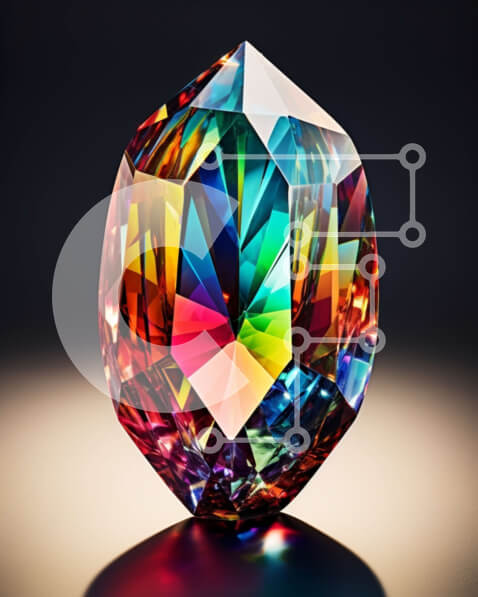 Intra Συλλεκτικό Ξύλινο Παζλ Plywood  4mm - Πολύχρωμο πολύπλευρο διαμάντι σε αδιαφανές φόντο Σε Ξύλινο Κουτί - Διαστάσεις: 10x10 cm – 25 κομμάτια