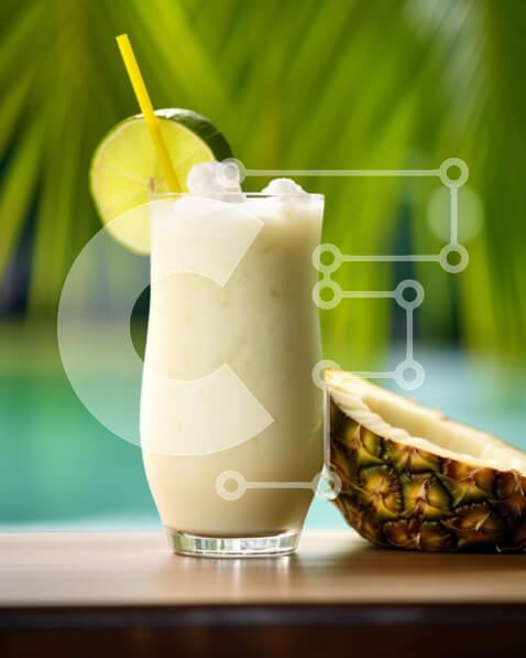 Σετ των 2 Intra Συλλεκτικό Ξύλινο Παζλ Plywood  4mm - Δροσιστικό Milkshake με λάιμ και ανανά δίπλα στην πισίνα Σε Ξύλινο Κουτί - Διαστάσεις: 10x10 cm – 25 κομμάτια