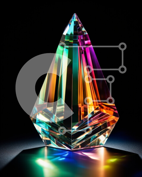 Intra Συλλεκτικό Ξύλινο Παζλ Plywood  4mm - Πολύχρωμο κρυστάλλινο γλυπτό σε μαύρο φόντο Σε Ξύλινο Κουτί - Διαστάσεις: 10x10 cm – 25 κομμάτια