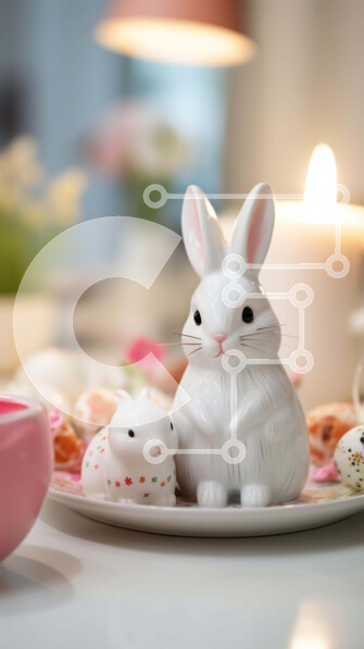 Intra Συλλεκτικό Ξύλινο Παζλ Plywood  4mm - Γιορτή με θέμα το Πάσχα με ειδώλιο λαγουδάκι και βατράχους Σε Ξύλινο Κουτί - Διαστάσεις: 10x10 cm – 25 κομμάτια