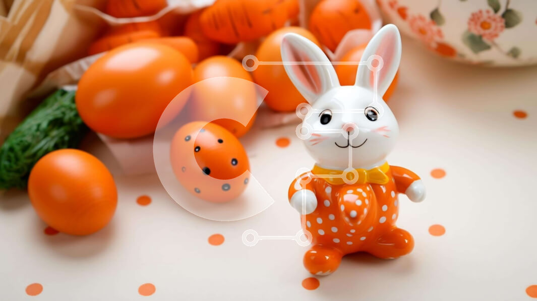 Intra Συλλεκτικό Ξύλινο Παζλ Plywood  4mm - Εορταστικό πασχαλινό λαγουδάκι με πολύχρωμα αυγά Σε Ξύλινο Κουτί - Διαστάσεις: 10x10 cm – 25 κομμάτια