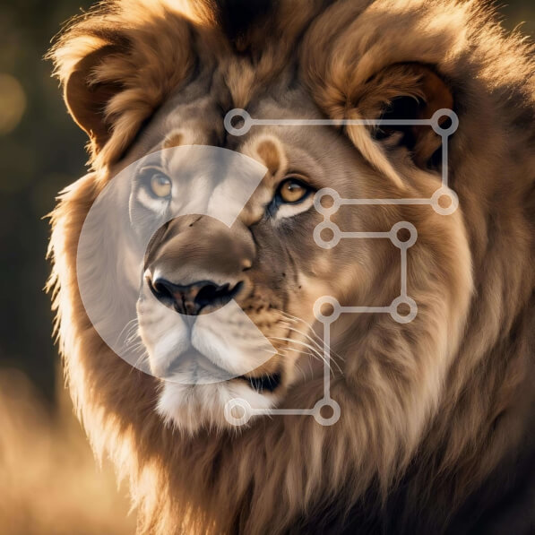 Intra Συλλεκτικό Ξύλινο Παζλ Plywood  4mm - Κοντινό πλάνο του ενήλικα λιονταριού που κοιτάζει επίμονα Σε Ξύλινο Κουτί - Διαστάσεις: 10x10 cm – 25 κομμάτια