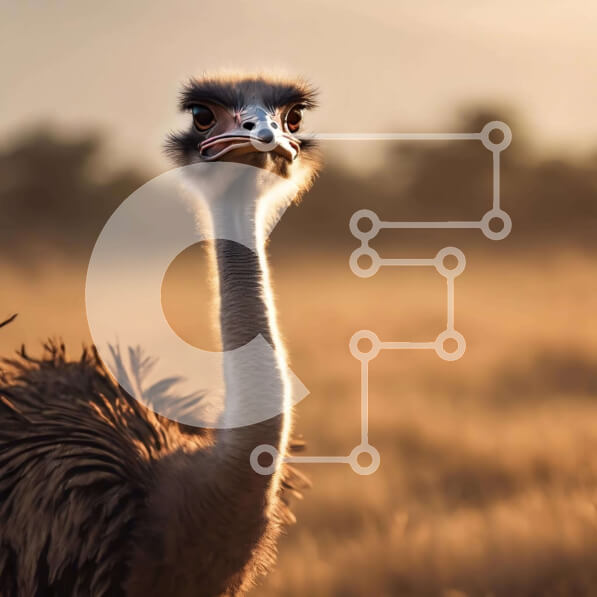 Intra Συλλεκτικό Ξύλινο Παζλ Plywood  4mm - Περίεργη στρουθοκάμηλος σε χωράφι με χορτάρι Σε Ξύλινο Κουτί - Διαστάσεις: 10x10 cm – 25 κομμάτια