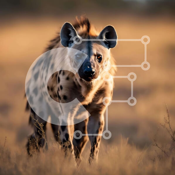 Intra Συλλεκτικό Ξύλινο Παζλ Plywood  4mm - Περίεργη ύαινα που στέκεται στο γρασίδι Σε Ξύλινο Κουτί - Διαστάσεις: 10x10 cm – 25 κομμάτια