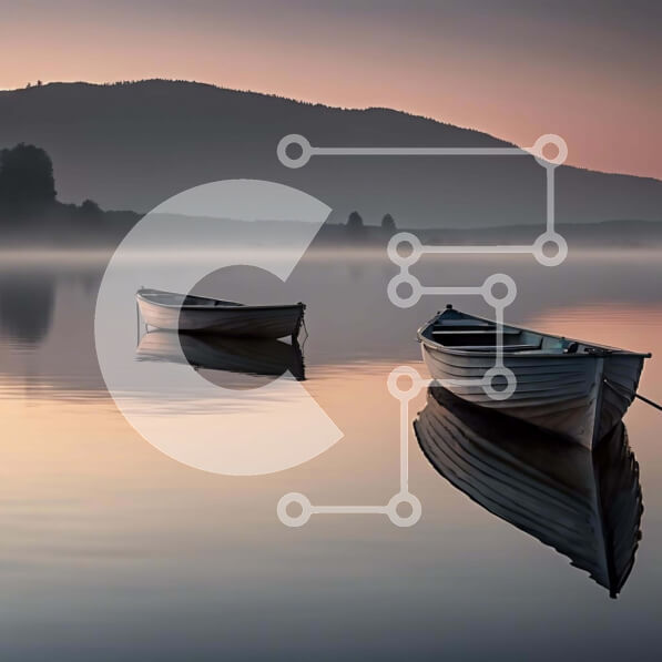 Intra Συλλεκτικό Ξύλινο Παζλ Plywood  4mm - Ανατολή του ηλίου πάνω από την ήρεμη λίμνη με τις ξύλινες βάρκες και τα βουνά Σε Ξύλινο Κουτί - Διαστάσεις: 10x10 cm – 25 κομμάτια