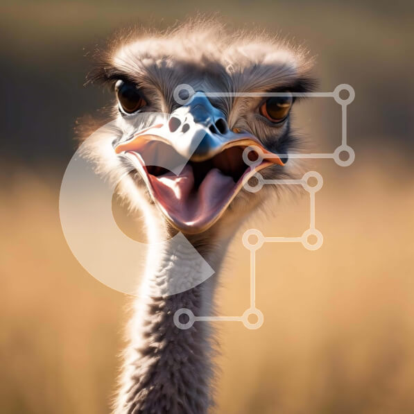 Intra Συλλεκτικό Ξύλινο Παζλ Plywood  4mm - Κοντινό πλάνο Στρουθοκάμηλου με το στόμα ανοιχτό και τη γλώσσα έξω Σε Ξύλινο Κουτί - Διαστάσεις: 10x10 cm – 25 κομμάτια