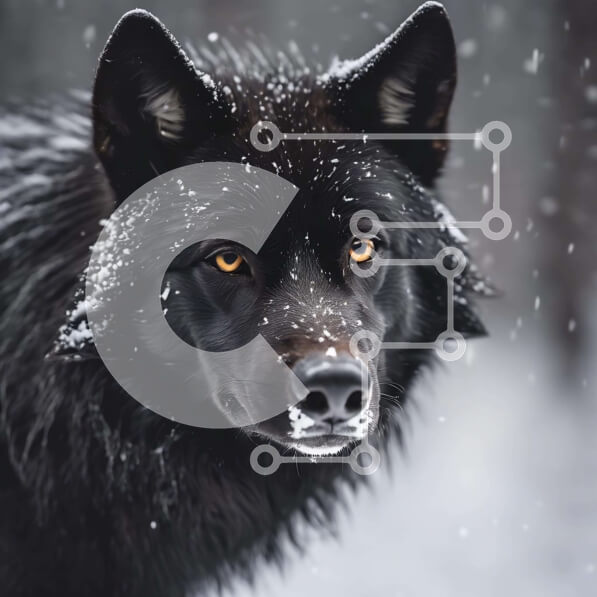 Intra Συλλεκτικό Ξύλινο Παζλ Plywood  4mm - Μαύρος λύκος στο χιόνι Σε Ξύλινο Κουτί - Διαστάσεις: 10x10 cm – 25 κομμάτια