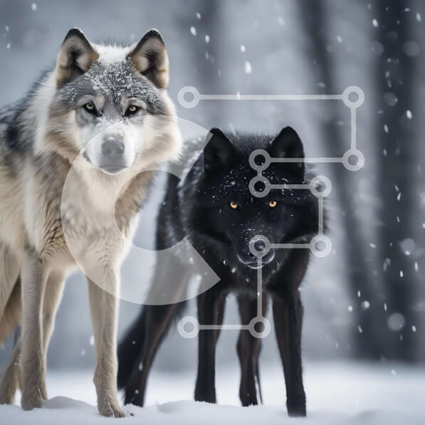 Intra Συλλεκτικό Ξύλινο Παζλ Plywood  4mm - Δύο Λύκοι στο χιόνι Σε Ξύλινο Κουτί - Διαστάσεις: 10x10 cm – 25 κομμάτια