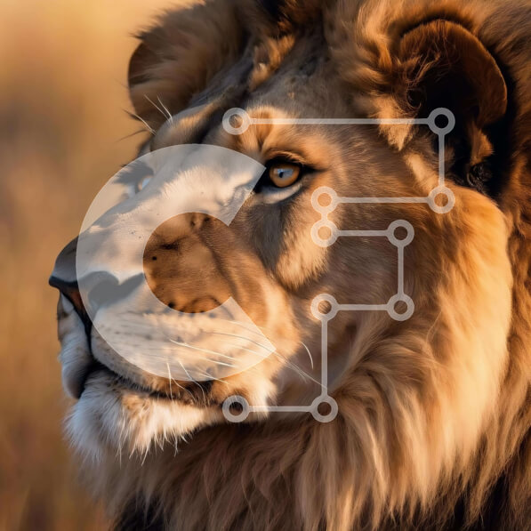 Intra Συλλεκτικό Ξύλινο Παζλ Plywood  4mm - Κυρίαρχο λιοντάρι στο γρασίδι Σε Ξύλινο Κουτί - Διαστάσεις: 10x10 cm – 25 κομμάτια