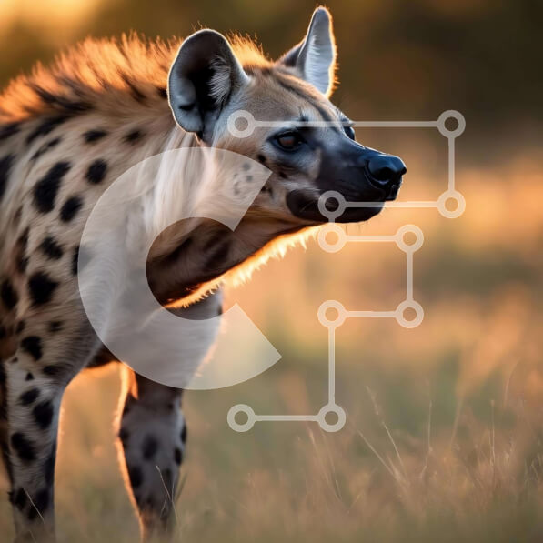 Intra Συλλεκτικό Ξύλινο Παζλ Plywood  4mm - Hyena στη σαβάνα στο ηλιοβασίλεμα Σε Ξύλινο Κουτί - Διαστάσεις: 10x10 cm – 25 κομμάτια