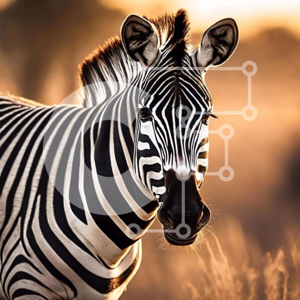 Intra Συλλεκτικό Ξύλινο Παζλ Plywood  4mm - Ζέβρα στο γρασίδι που κοιτάζει επίμονα την κάμερα Σε Ξύλινο Κουτί - Διαστάσεις: 10x10 cm – 25 κομμάτια