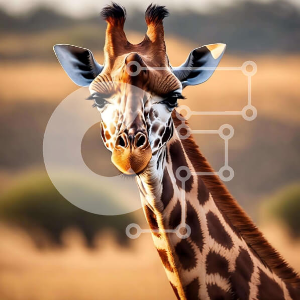 Intra Συλλεκτικό Ξύλινο Παζλ Plywood  4mm - Καμηλοπάρδαλη σε ένα χορταριασμένο χωράφι με δέντρα και θάμνους Σε Ξύλινο Κουτί - Διαστάσεις: 10x10 cm – 25 κομμάτια