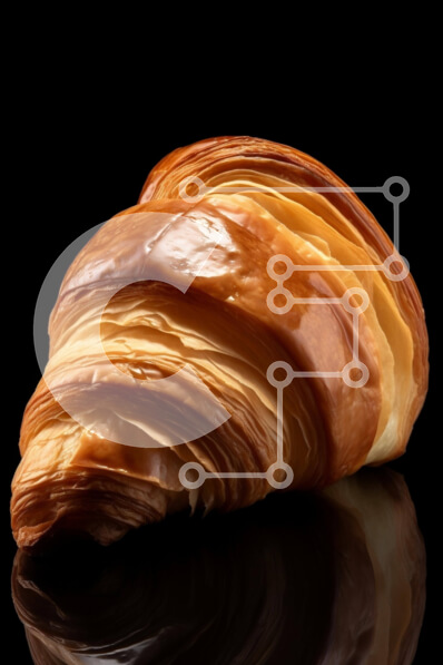 Σετ των 2 Intra Συλλεκτικό Ξύλινο Παζλ Plywood  4mm - Φρεσκοψημένο κρουασάν σε μαύρο φόντο Σε Ξύλινο Κουτί - Διαστάσεις: 10x10 cm – 25 κομμάτια