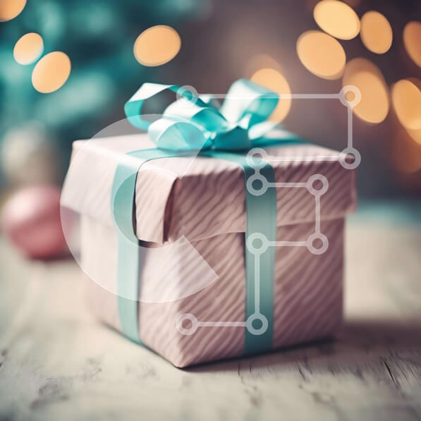 Intra Συλλεκτικό Ξύλινο Παζλ Plywood  4mm - Ροζ κουτί δώρου σε διακοσμημένο ξύλινο τραπέζι Σε Ξύλινο Κουτί - Διαστάσεις Puzzle: 10x10 cm – 25 κομμάτια