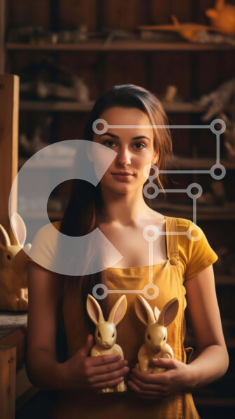 Intra Συλλεκτικό Ξύλινο Παζλ Plywood  4mm - Χειροτεχνία με ειδώλια λαγουδάκι Σε Ξύλινο Κουτί - Διαστάσεις Puzzle: 10x10 cm – 25 κομμάτια