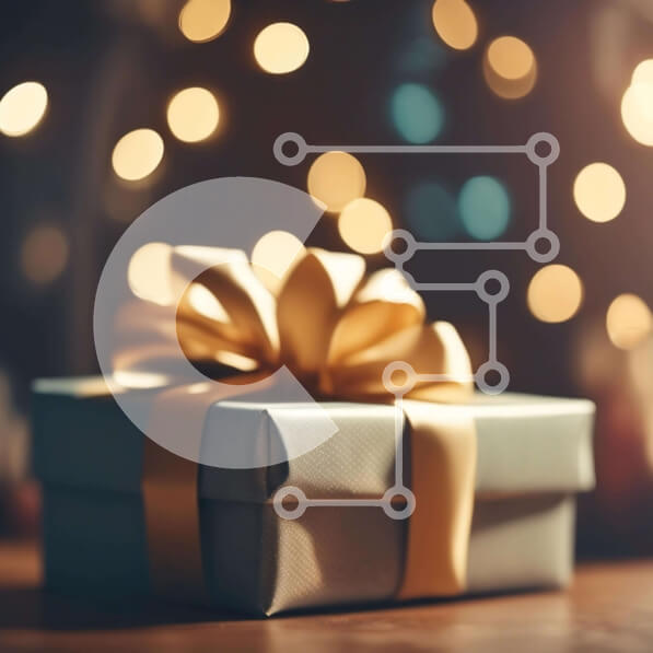 Intra Συλλεκτικό Ξύλινο Παζλ Plywood  4mm - Κουτί δώρου στο τραπέζι με χρυσή κορδέλα Σε Ξύλινο Κουτί - Διαστάσεις: 10x10 cm – 25 κομμάτια