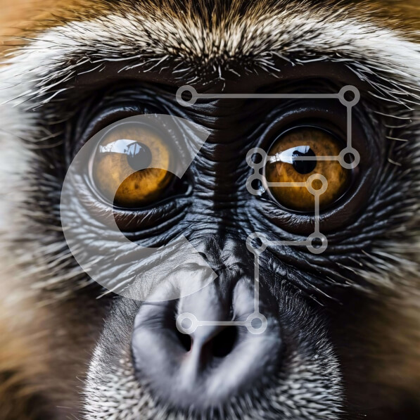 Intra Συλλεκτικό Ξύλινο Παζλ Plywood  4mm - Κοντινό πλάνο περίεργος μαϊμού με μεγάλα κίτρινα μάτια Σε Ξύλινο Κουτί - Διαστάσεις: 10x10 cm – 25 κομμάτια