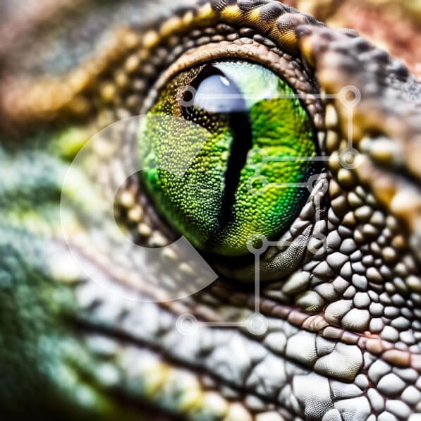 Intra Συλλεκτικό Ξύλινο Παζλ Plywood  4mm - Κοντινό πλάνο του ματιού μιας σαύρας με πράσινα μάτια Σε Ξύλινο Κουτί - Διαστάσεις: 10x10 cm – 25 κομμάτια