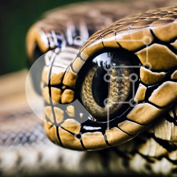 Intra Συλλεκτικό Ξύλινο Παζλ Plywood  4mm - Κοντινό πλάνο του προσώπου του φιδιού με τα μάτια ανοιχτά Σε Ξύλινο Κουτί - Διαστάσεις: 10x10 cm – 25 κομμάτια