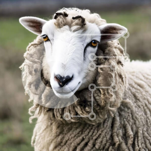 Intra Συλλεκτικό Ξύλινο Παζλ Plywood  4mm - Περίεργο πρόβατο με μακριά σγουρά μαλλιά που στέκονται στο γρασίδι Σε Ξύλινο Κουτί - Διαστάσεις: 10x10 cm – 25 κομμάτια