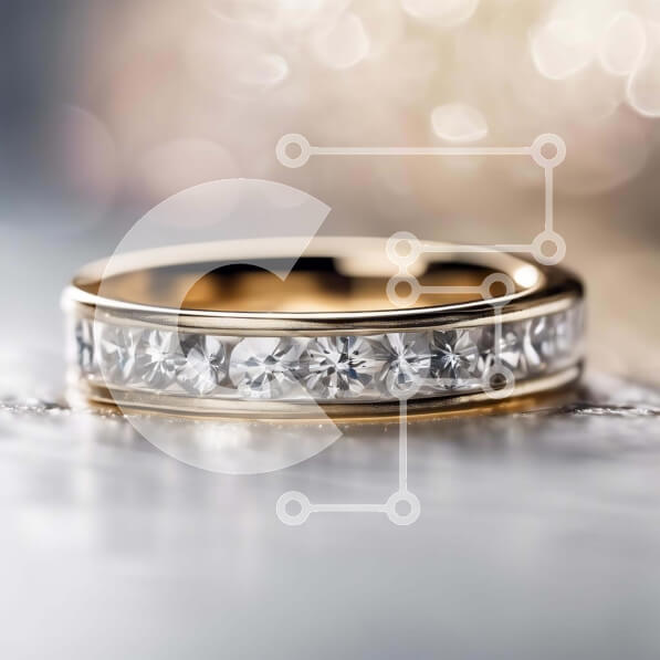 Σετ των 2 Intra Συλλεκτικό Ξύλινο Παζλ Plywood  4mm - Κίτρινο χρυσό γαμήλιο συγκρότημα με διαμάντια σε αφηρημένο φόντο Σε Ξύλινο Κουτί - Διαστάσεις: 10x10 cm – 25 κομμάτια