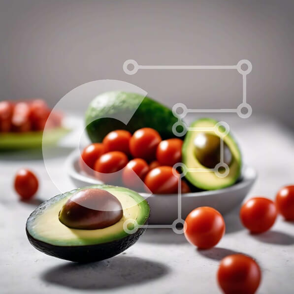 Σετ των 2 Intra Συλλεκτικό Ξύλινο Παζλ Plywood  4mm - Φρέσκα αβοκάντο και ντομάτες σε ένα μπολ Σε Ξύλινο Κουτί - Διαστάσεις: 10x10 cm – 25 κομμάτια